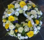 Personalized funeral flowers - round wreath from a Cape Town florist